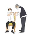 Doctor injects vaccine, color illustration, white background