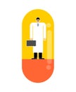 Doctor inside pill. Medical drugs concept