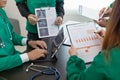 doctor joins a meeting with the surgeon's team to discuss a plan for cancer surgery after the medical team detects cancer.