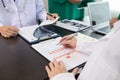 doctor joins a meeting with the surgeon's team to discuss a plan for cancer surgery after the medical team detects cancer.