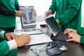 doctor joins a meeting with the surgeon's team to discuss a plan for cancer surgery after the medical team detects cancer.