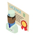 Doctor license icon isometric vector. Medical certificate