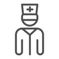 Doctor line icon, healthcare concept, Male practitioner in uniform sign on white background, medical doctor icon in