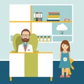 Doctor and little patient in office surgery. Pediatric clinic. Royalty Free Stock Photo