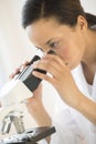 Doctor Looking Through Microscope In Laboratory Royalty Free Stock Photo