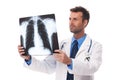 Doctor looking on x-ray Royalty Free Stock Photo