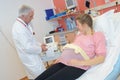 Doctor makes echography pregnant woman