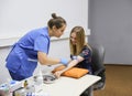 Doctor makes the patient an injection into a vein Royalty Free Stock Photo