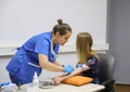 Doctor makes the patient an injection into a vein Royalty Free Stock Photo