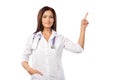 Doctor makes a pointing finger gesture Royalty Free Stock Photo