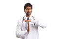 Doctor making time out sign Royalty Free Stock Photo