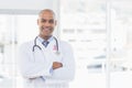 Doctor man with breast cancer awareness ribbon Royalty Free Stock Photo