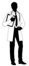 Doctor Man and Clipboard Medical Silhouette Person Royalty Free Stock Photo