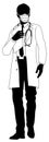 Doctor Man and Clipboard Medical Silhouette Person