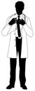 Doctor Man and Clipboard Medical Silhouette Person Royalty Free Stock Photo