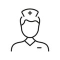 Doctor Man Line Icon. Professional Physician Linear Pictogram. Male Nurse Outline Icon. Health Care Medic Professional