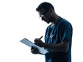 Doctor man medical exam silhouette Royalty Free Stock Photo