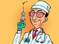 Doctor is a man with a syringe with a vaccine vaccination health disease epidemic pandemic cure