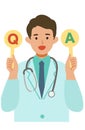Doctor man wearing lab coats. Healthcare conceptMan cartoon character. People face profiles avatars and icons. Concept for QandA Royalty Free Stock Photo