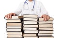 Doctor And Many Stacked Books And Textbooks Royalty Free Stock Photo