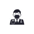 Doctor with mask icon vector. Vector isolated simple illustration Royalty Free Stock Photo