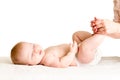 Doctor massaging or doing gymnastics baby Royalty Free Stock Photo