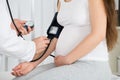 Doctor Measuring Blood Pressure Of Pregnant Woman