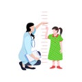 Doctor Measuring Little Girl Height illustration concept, medical doctor, family doctor, children doctor measuring kids Height a l