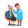 Doctor Measuring Old Woman Blood Pressure Vector Royalty Free Stock Photo