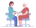 Doctor measuring patient blood pressure. Old woman checking health Royalty Free Stock Photo