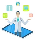 Doctor in Medical App on Phone, Online Medicine