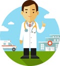 Doctor on medical background