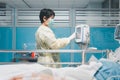 Doctor medical care patient on bed in hospital