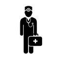 Doctor with medical chest vector icon