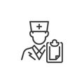 Doctor and medical clipboard line icon