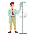 Doctor with medical dropper illustration in color cartoon style. Editable vector graphic design.