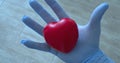 doctor, medical nurse holds a heart and squeezes it, heart prevention and care day concept, care and self love, with zoom-in out