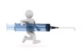 Doctor with medical syringe on white background. 3D ill Royalty Free Stock Photo