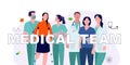 Doctor and medical team together with the patient standing together vector graphic illustration