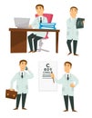 Doctor medical worker physician or surgeon ophthalmologist isolated characters Royalty Free Stock Photo