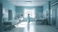 Doctor medical worker stands in the corridor in the hospital medical facility