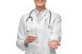 doctor with medicine and glass of water Royalty Free Stock Photo