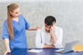 Doctor with mental health problem from Psychosomatic Disorders stress Royalty Free Stock Photo