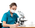 Doctor with microscope Royalty Free Stock Photo