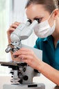 Doctor with microscope Royalty Free Stock Photo