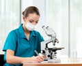 Doctor with microscope Royalty Free Stock Photo