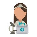 Doctor with microscope and first aids suitcase avatar Royalty Free Stock Photo