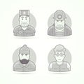 Doctor, mines worker, lumberjack, teacher icons. Avatar and person illustrations.