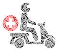 Doctor Motorbike Composition Icon with Covid Virus Infection Items