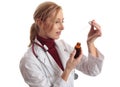 Doctor naturapath with eyedropper and bottle Royalty Free Stock Photo